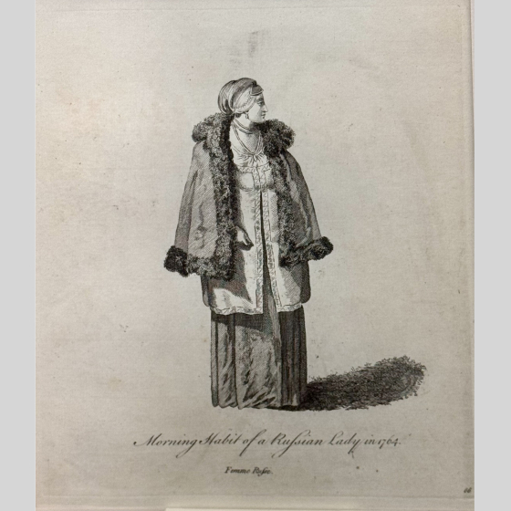Гравюра "Русская женщина", Франция, XVIII век, Лепренс Ж.-Б. 