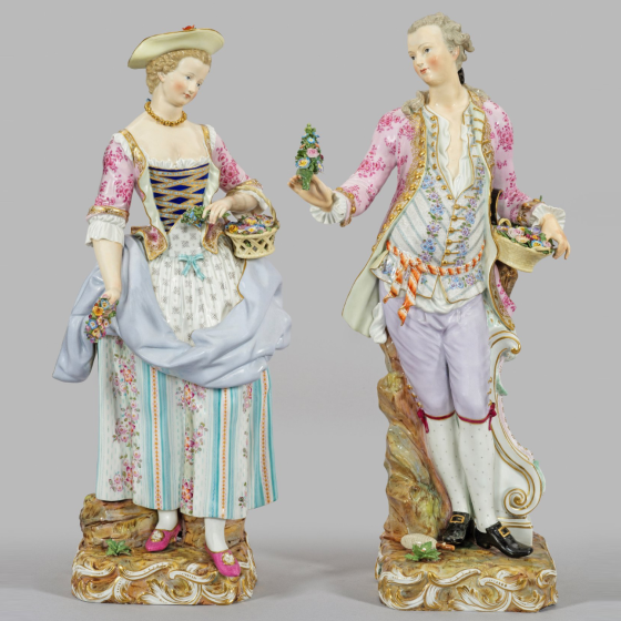 ​Парные скульптуры «Садовник и садовница», Германия, мануфактура «Мейсен», XIX век,  Шёнхайт И.К.