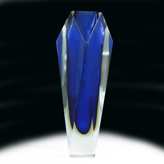 Синяя ваза геометрической формы, Италия, 1960-1970-е гг, A. Mandruzzato