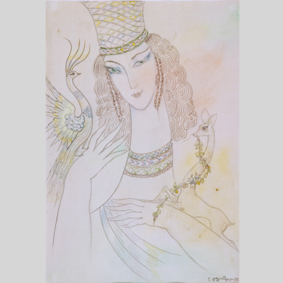 Гудиашвили Л.Д., "Грузинка с ланью", 1977 г.