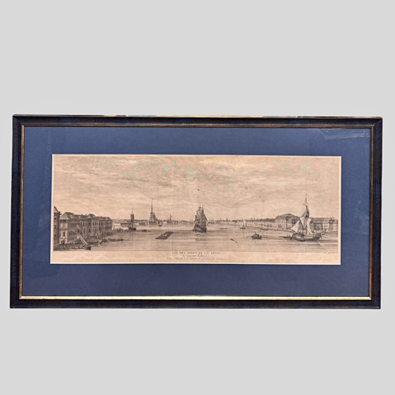 ​Гравюра «Вид на берега Невы», Франция, 1780-е гг.