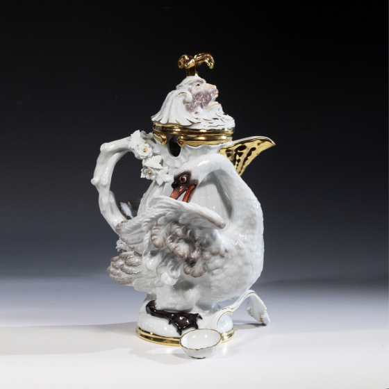 Чайник с ложкой из Лебединого сервиза, Германия, мануфактура «Мейсен», XX век, Кендлер И.И.