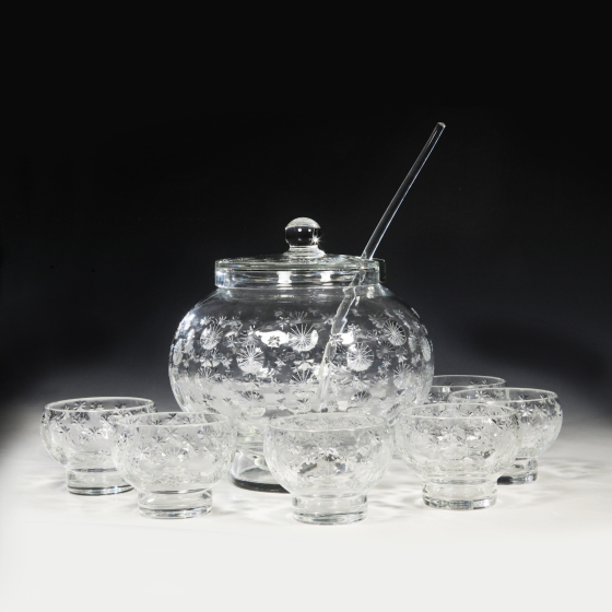 Крюшонница с 6-ю стаканами, СССР, Саратовский завод, 1960-е гг.