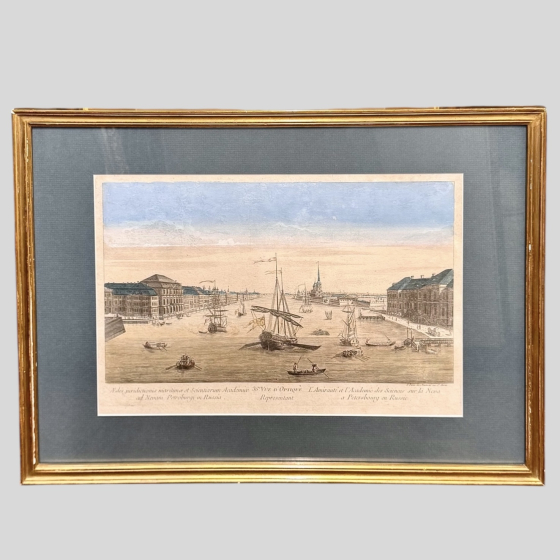 ​Гравюра с видом на Адмиралтейство и Академию наук, Франция, 1780 г.