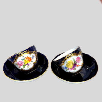 ​Комплект для чаепития на двоих, Германия, мануфактура "Мейсен", XIX век