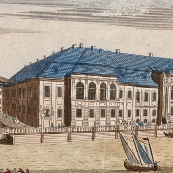 ​Гравюра «Вид на Зимний дворец со стороны Невы», Франция, 1780-е гг.