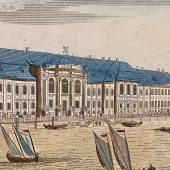 ​Гравюра «Вид на Зимний дворец со стороны Невы», Франция, 1780-е гг.