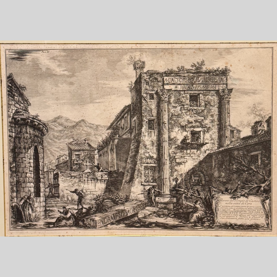 Гравюра "Руины храма Кастора и Поллукса в Коре", Италия, XVIII век, Пиранези Д.Б.