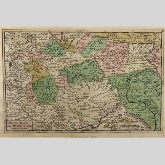 Гравюра "Новая карта Московии", Нидерланды, 1742 г.