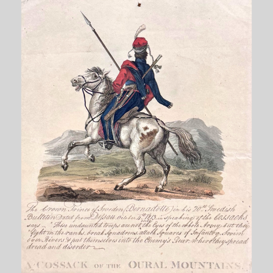Гравюра "Уральский казак", Англия, издательство Рудольфа Аккермана, 1813 г.