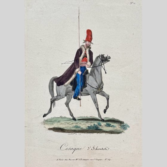 Гравюра "​Иркутский казак", Франция, издательство "Бассет", 1806 г.