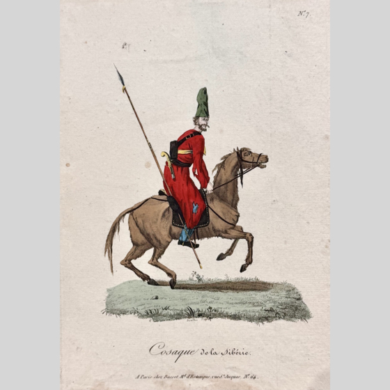 Гравюра "Сибирский казак", Франция, издательство "Бассет", 1806 г. 