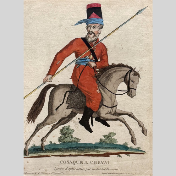 Гравюра "​Казак на лошади", Франция, 1810-е гг.