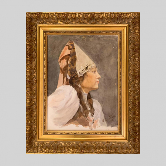 Либерг И.И., "Девушка в кокошнике", 1906 г. Либерг И.И., "Девушка в кокошнике", 1906 г.