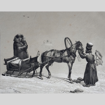 Гравюра «Городские сани», Россия, Издательский дом Дж. Дациаро,​ XIX век