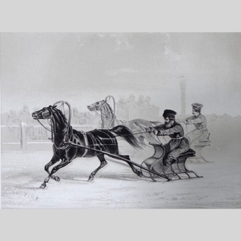 Гравюра «Гонки на санях​», Россия, Издательский дом Дж. Дациаро, XIX век