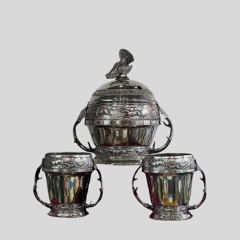 ​Набор для крюшона с сюжетамии охоты, Германия, Вюртембергская фабрика металлических изделий, XX век