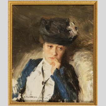 Касаткин Н.А., Портрет дамы в синем, 1910 г.