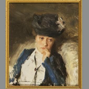 Касаткин Н.А., Портрет дамы в синем, 1910 г.