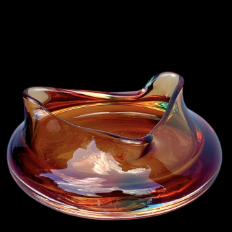Оранжевая треугольная пепельница, ​Чехия, 1960-1970 гг.