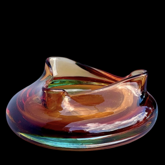 Оранжевая треугольная пепельница, ​Чехия, 1960-1970 гг.