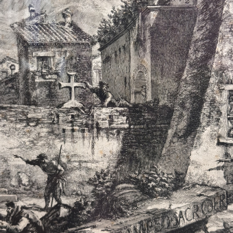 Гравюра "Руины храма Кастора и Поллукса в Коре", Италия, XVIII век, Пиранези Д.Б.