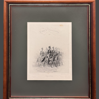 ​Литография "Вознесенский лагерь. Казанские драгуны", Франция, 1842 г., Д.О.М. Раффе