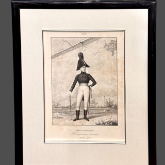 ​Литография "Обер-офицер пионерного полка" Россия, 1841-1862 гг.