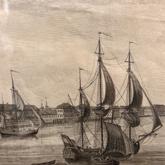 ​Гравюра «Вид на берега Невы», Франция, 1784 г.