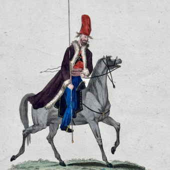 Гравюра "​Иркутский казак", Франция, издательство "Бассет", 1806 г.