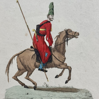 Гравюра "Сибирский казак", Франция, издательство "Бассет", 1806 г. 