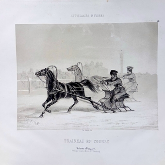 Гравюра «Гонки на санях​», Россия, Издательский дом Дж. Дациаро, XIX век