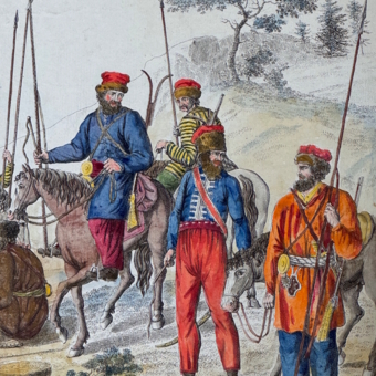 ​Гравюра "Казаки русской армии", Франция, 1813 г.