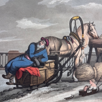 Гравюра «Отдых ямщика», Англия, XIX век