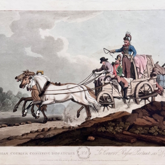 Гравюра «Фельдъегерская тройка​», Англия, XIX век