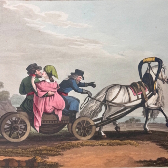 Гравюра «Дрожки», Англия, XIX век