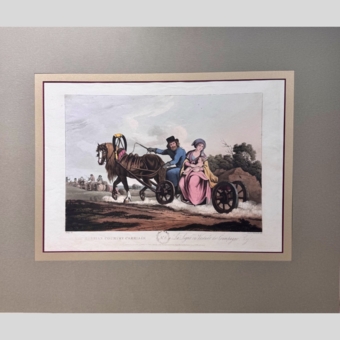 ​Гравюра «Русская телега», Англия, XIX век