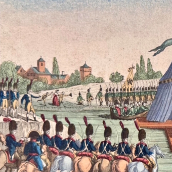 Гравюра "Встреча императора французов и императора российского", Франция, XIX век