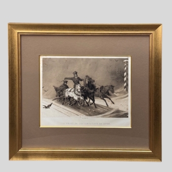Гравюра «Правительственная почта зимой», Россия, Издательский дом Дж. Дациаро, XIX век