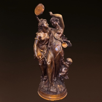 Скульптурная композиция «Танцующие вакханки и сатир», Франция, XIX век, Клодион