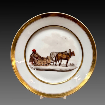 Парные тарелки с сюжетной росписью, Франция, XIX век