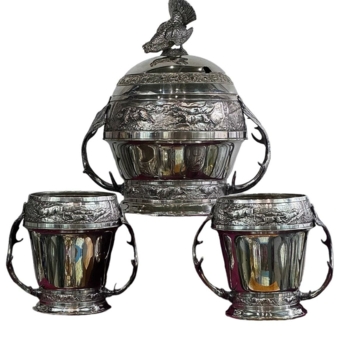 ​Набор для крюшона с сюжетамии охоты, Германия, Вюртембергская фабрика металлических изделий, XX век