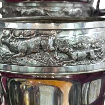 ​Набор для крюшона с сюжетамии охоты, Германия, Вюртембергская фабрика металлических изделий, XX век