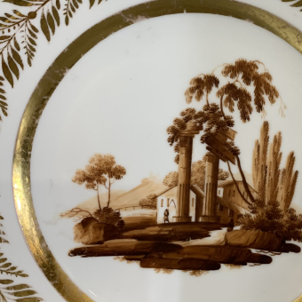 Тарелка с романтическим пейзажем, Россия, завод "Попова А.Г.", 1820-е гг.