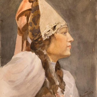 Либерг И.И., "Девушка в кокошнике", 1906 г.