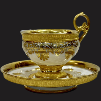 Чайная пара в стиле ампир, Дания, Датская Королевская мануфактура, XIX век